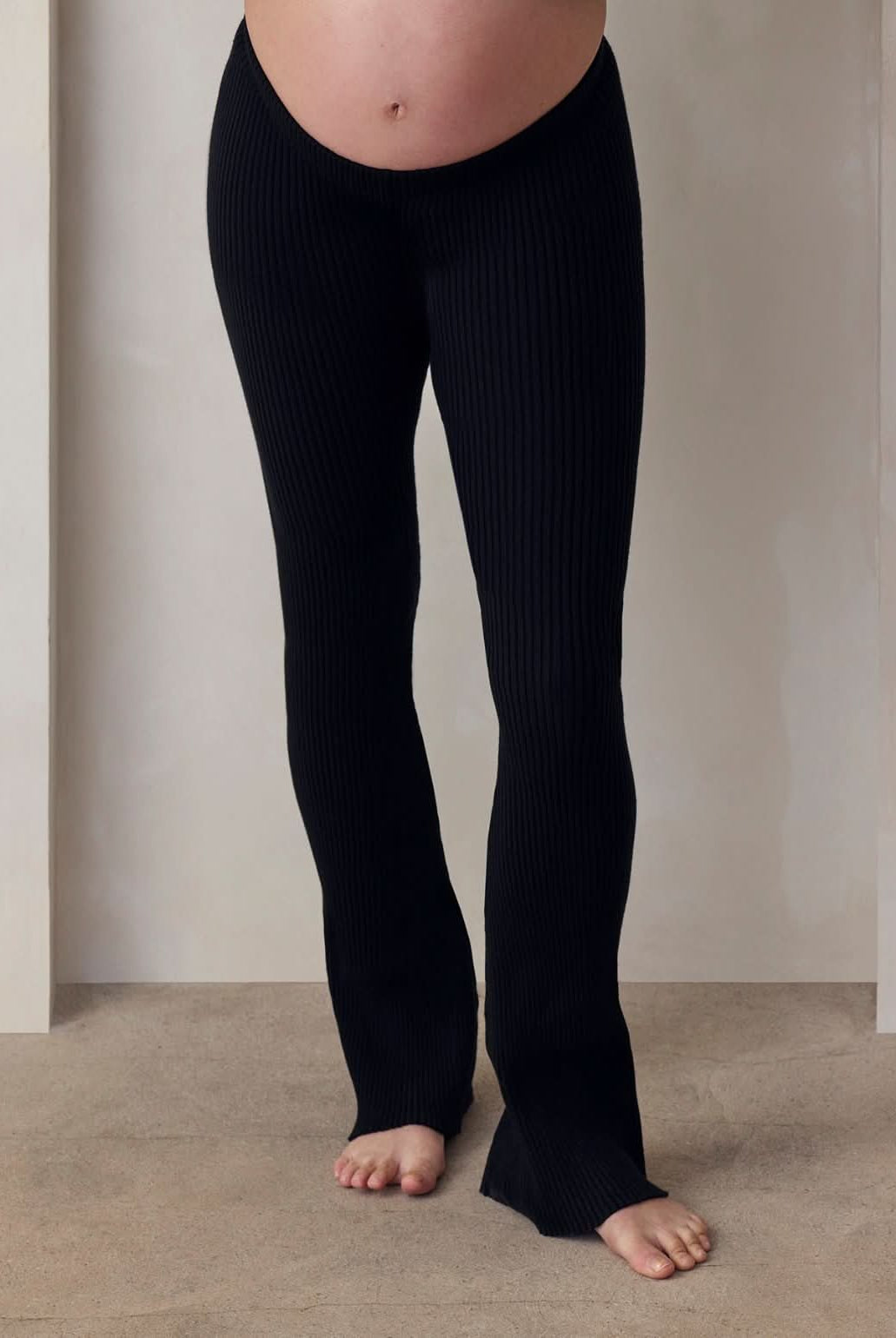 cozy knit turtleneck sweater and flare pant in black