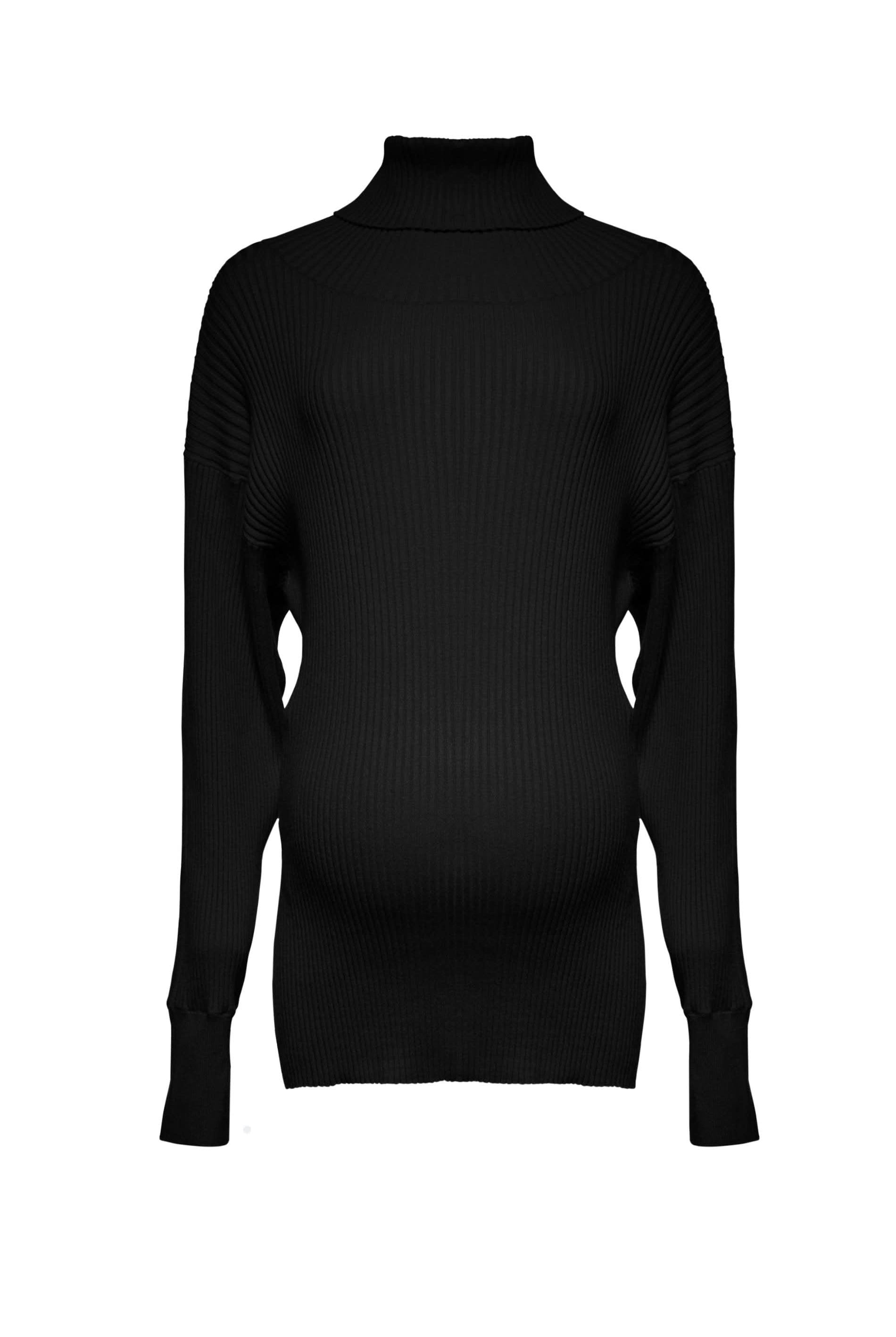 Cozy Knit Turtleneck Sweater in Black