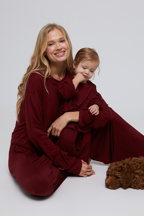 cloud kids long sleeve tee burgundy