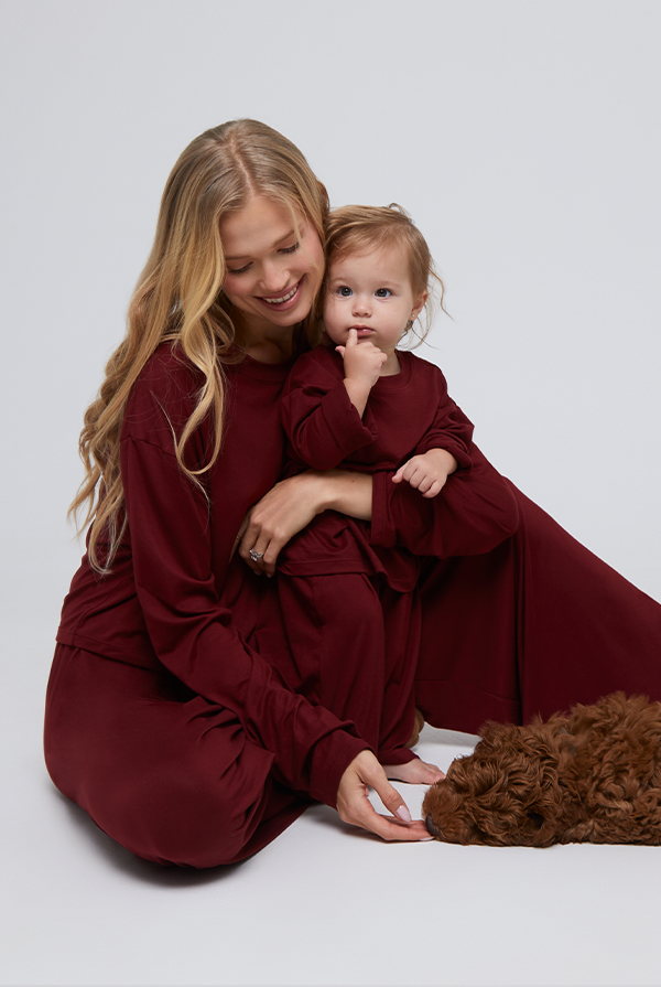 cloud kids long sleeve tee burgundy