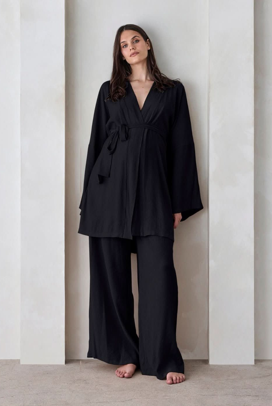 Bumpsuit Maternity Georgia Fowler the wide leg pant in black gauze
