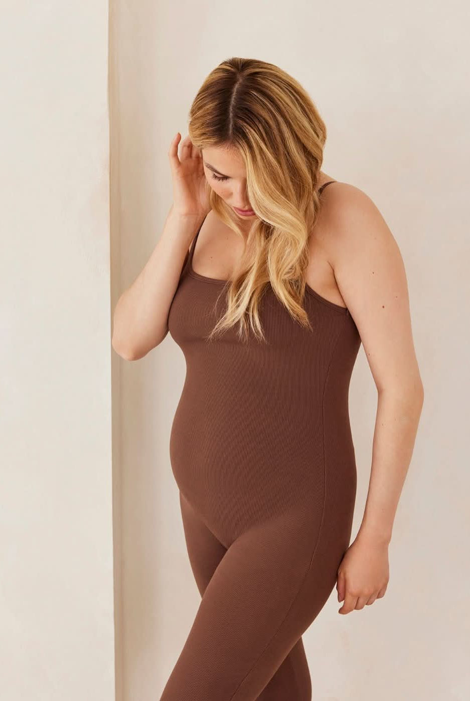 sculpting rib unitard in brown