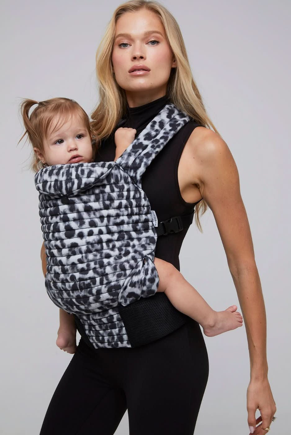the armadillo baby carrier in monochrome leopard