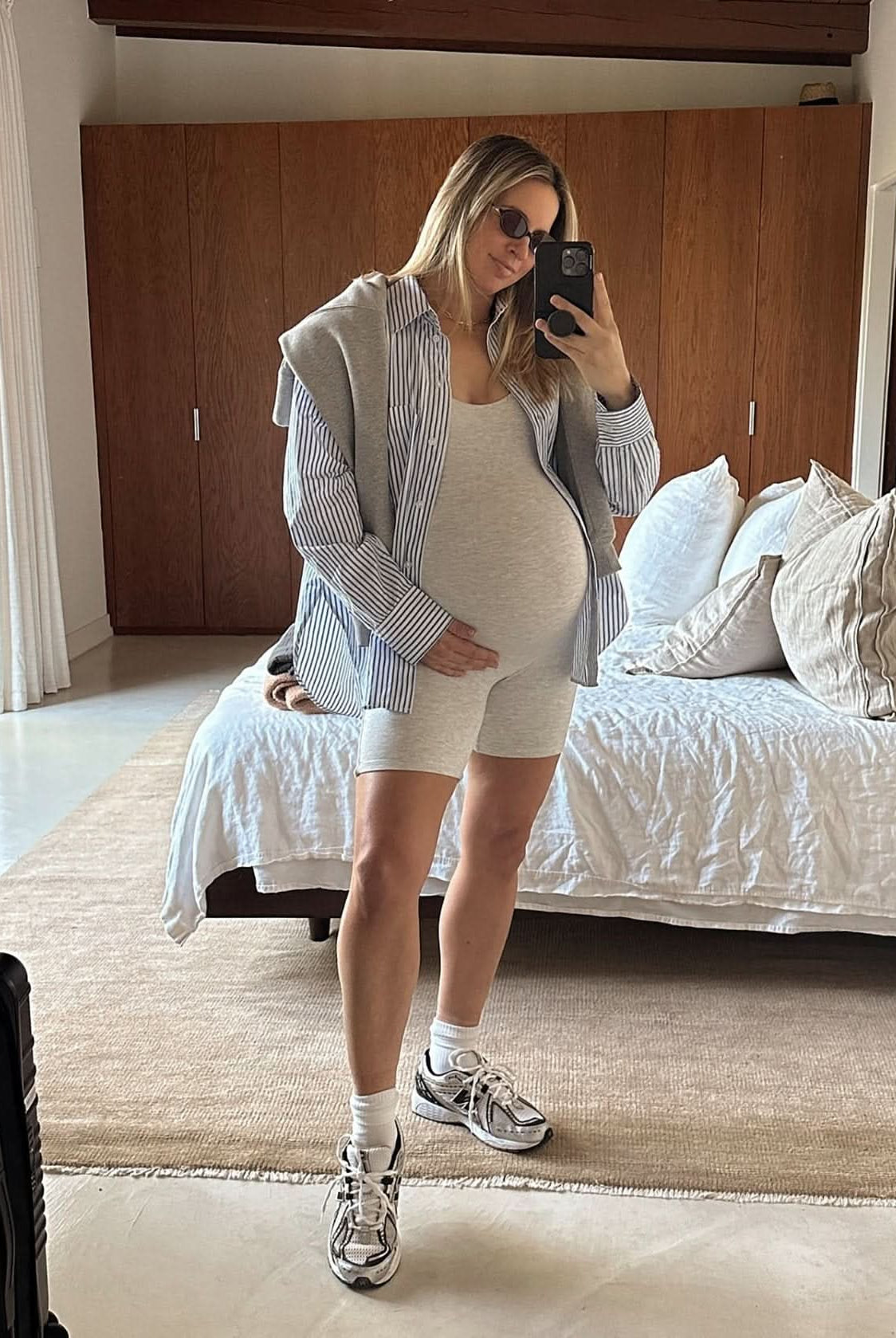 the cindy maternity romper in heather grey