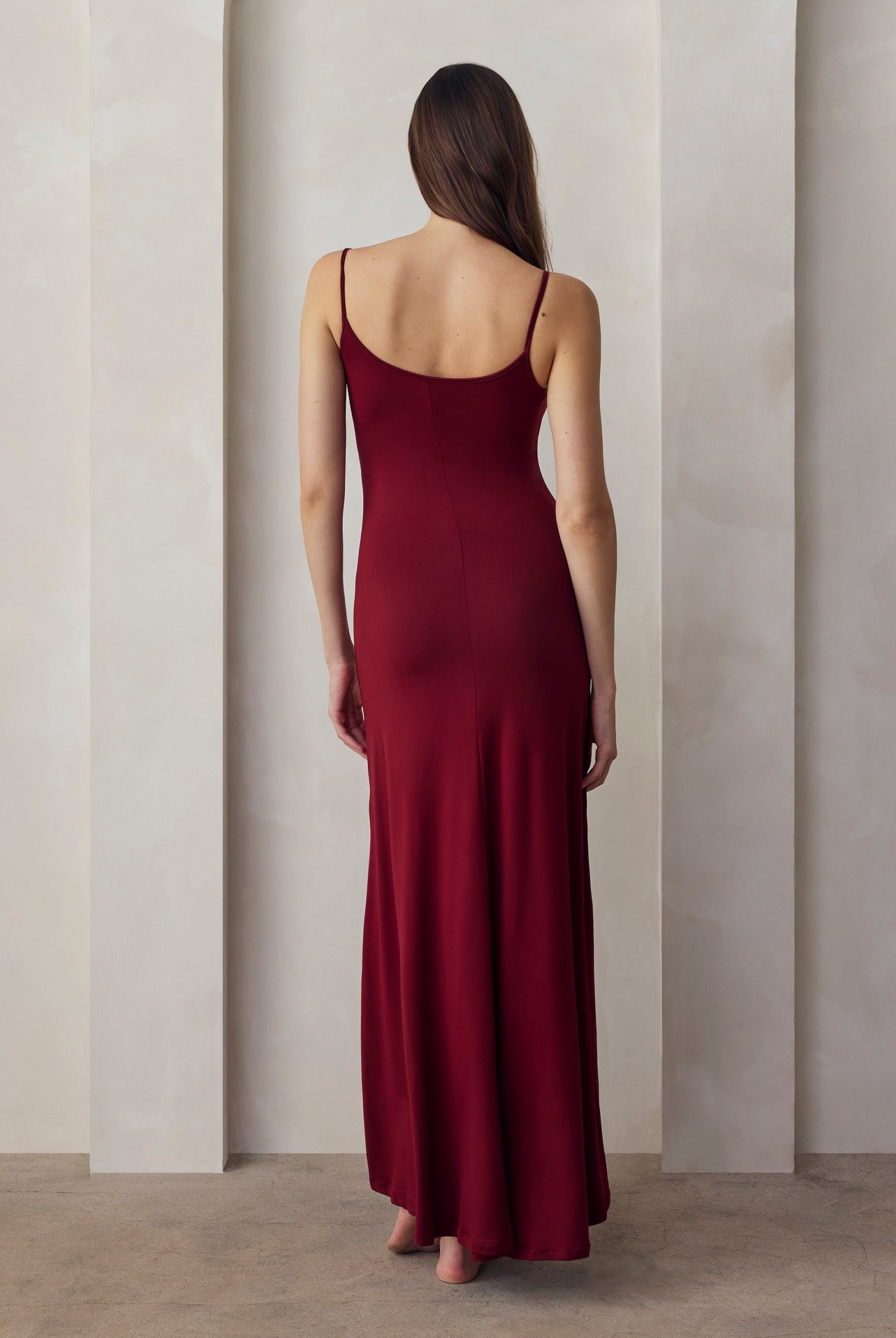 the cloud dress in burgundy