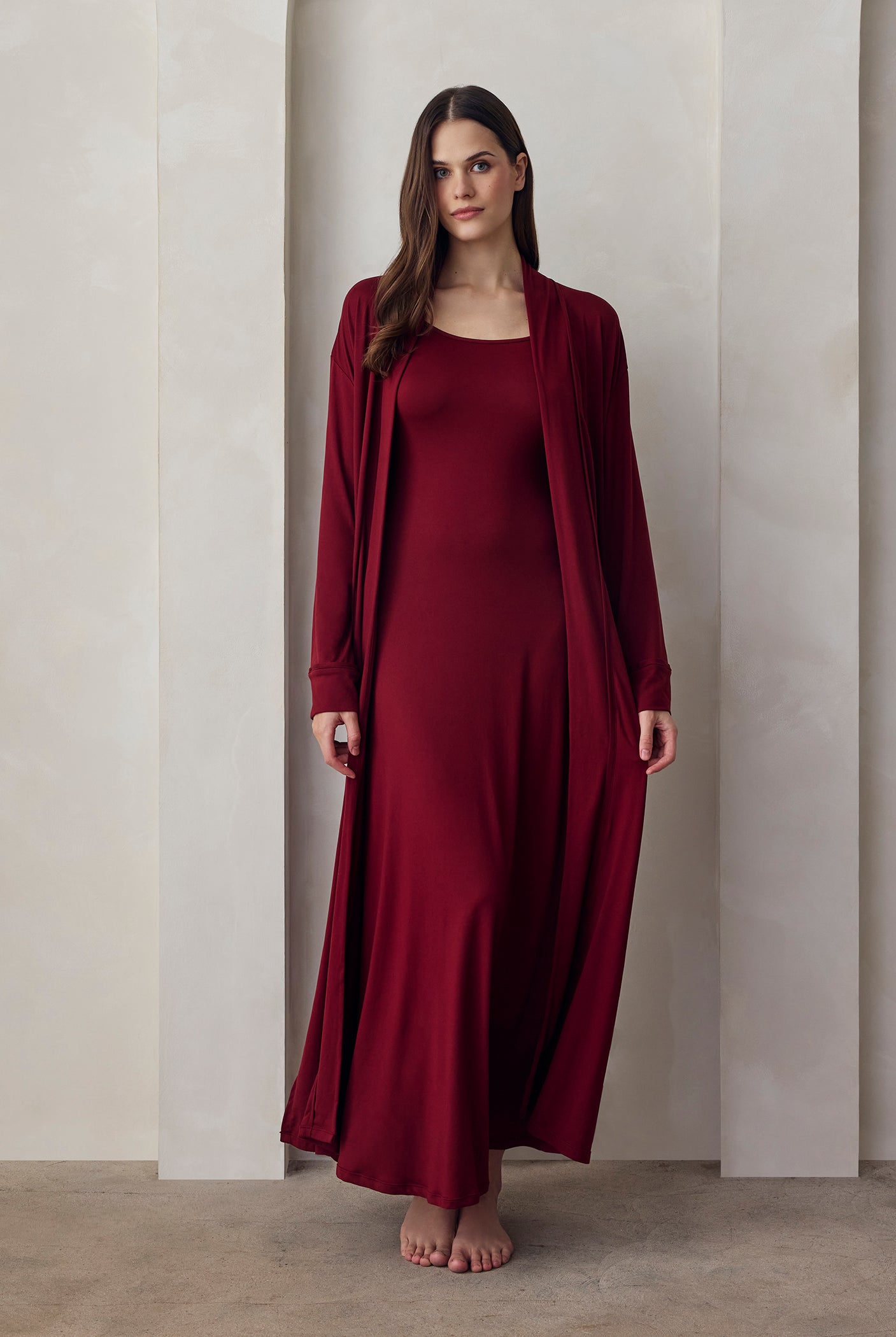 the cloud robe in burgundy