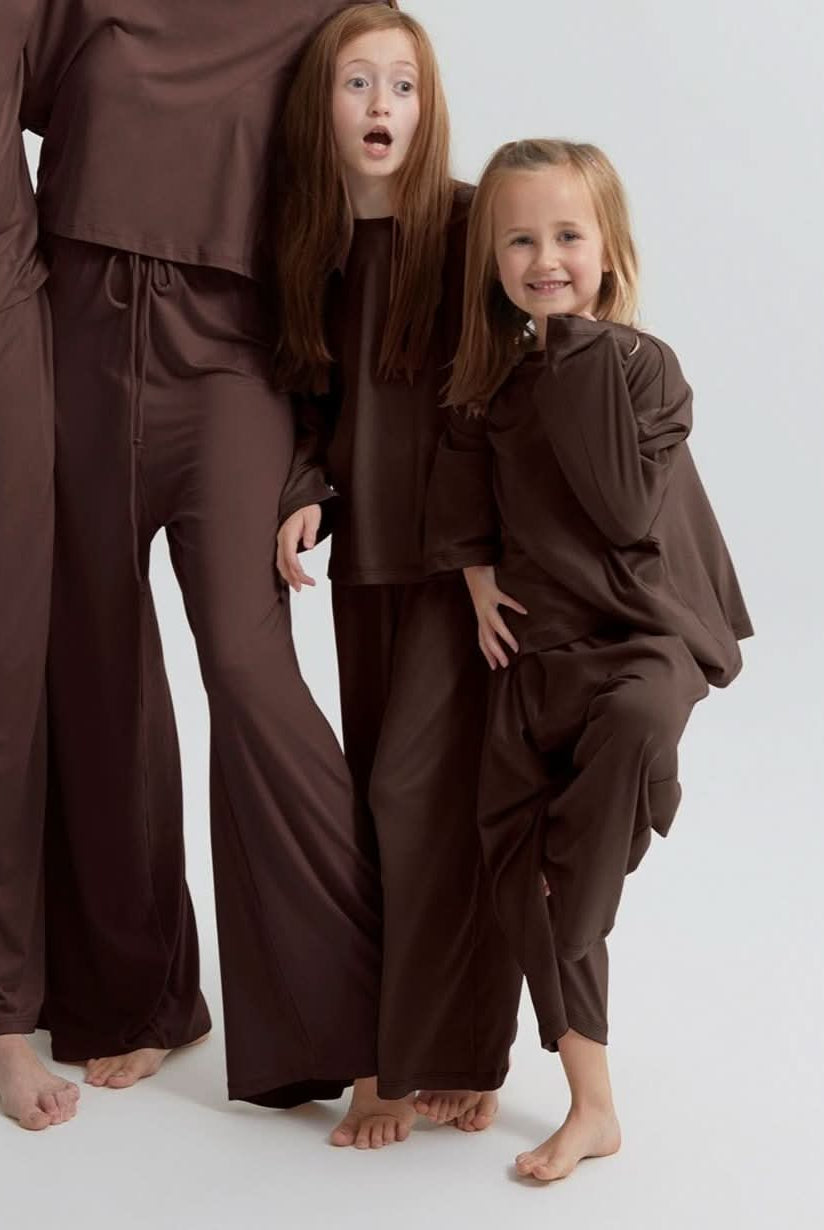 the cloud set in chocolate bumpsuit loungewear