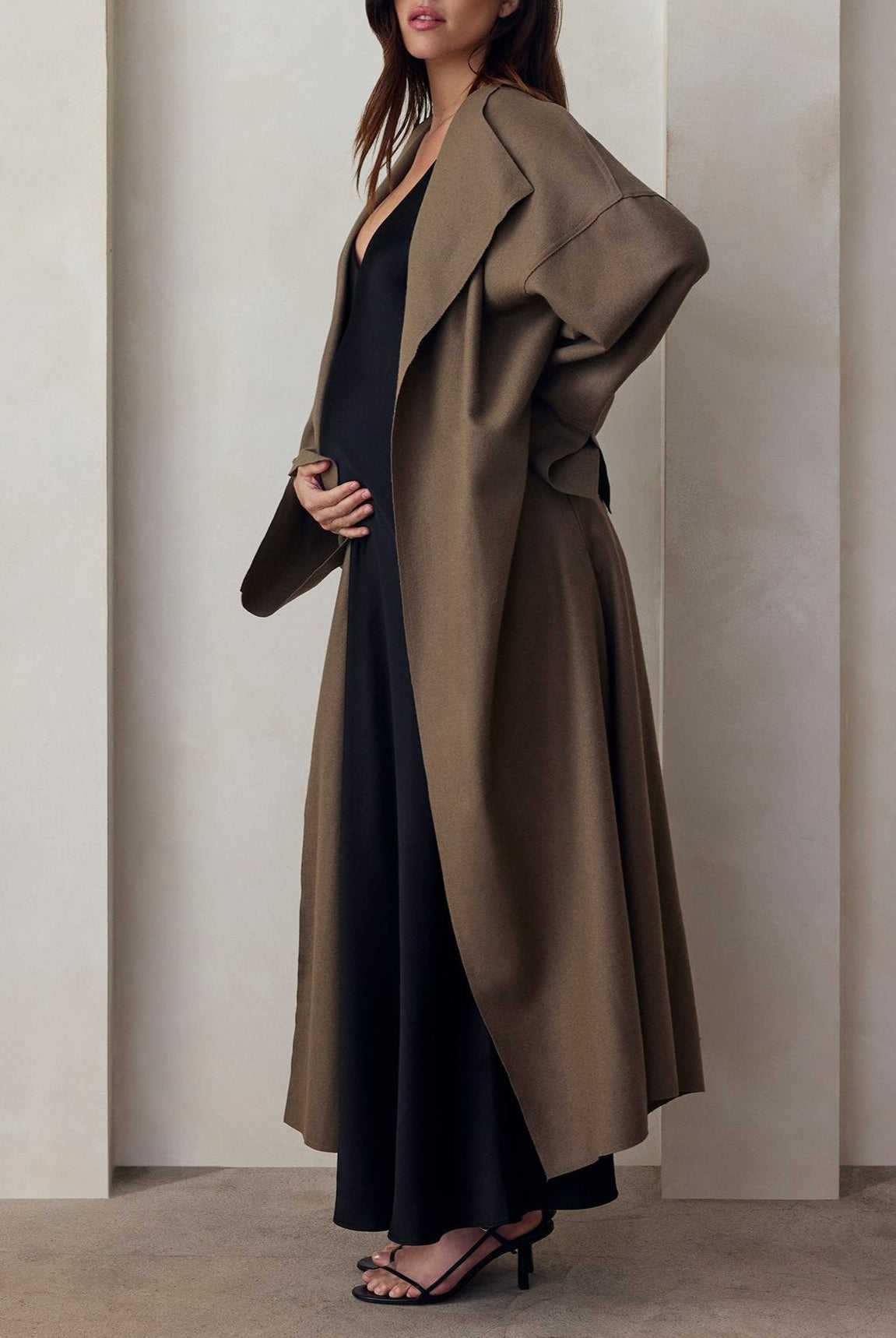 bumpsuit maternity the grace wool coat in taupe