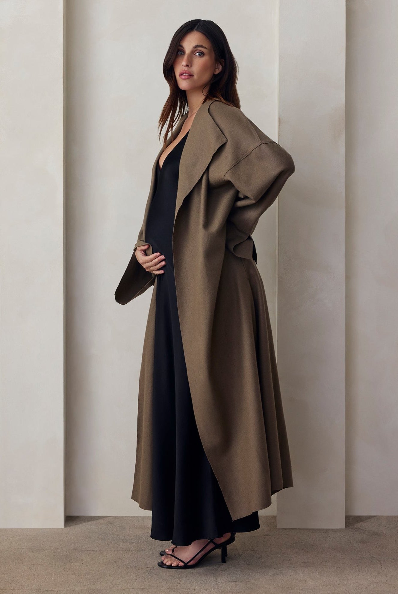 bumpsuit maternity the grace wool coat in taupe