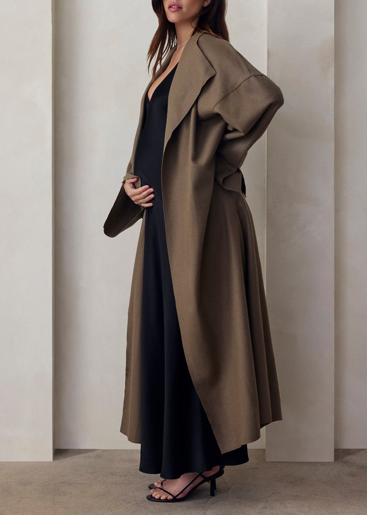 bumpsuit maternity the grace wool coat in taupe