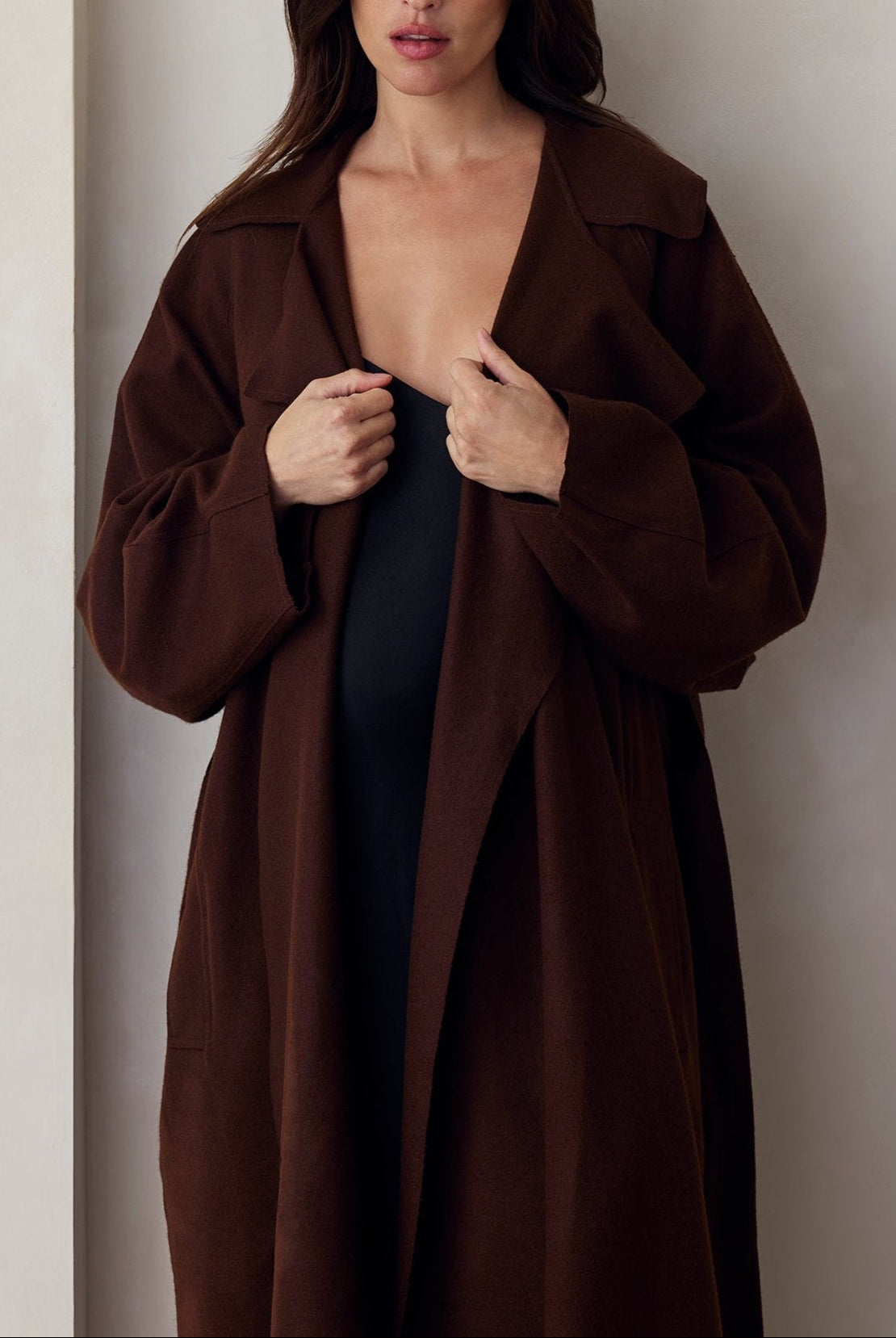 the jacqueline wool coat in chocolate