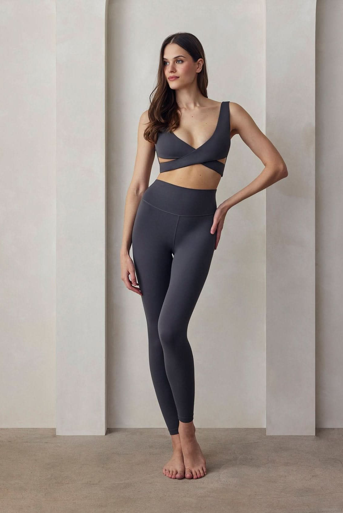 perfect movement wrap bra slate bumpsuit activewear