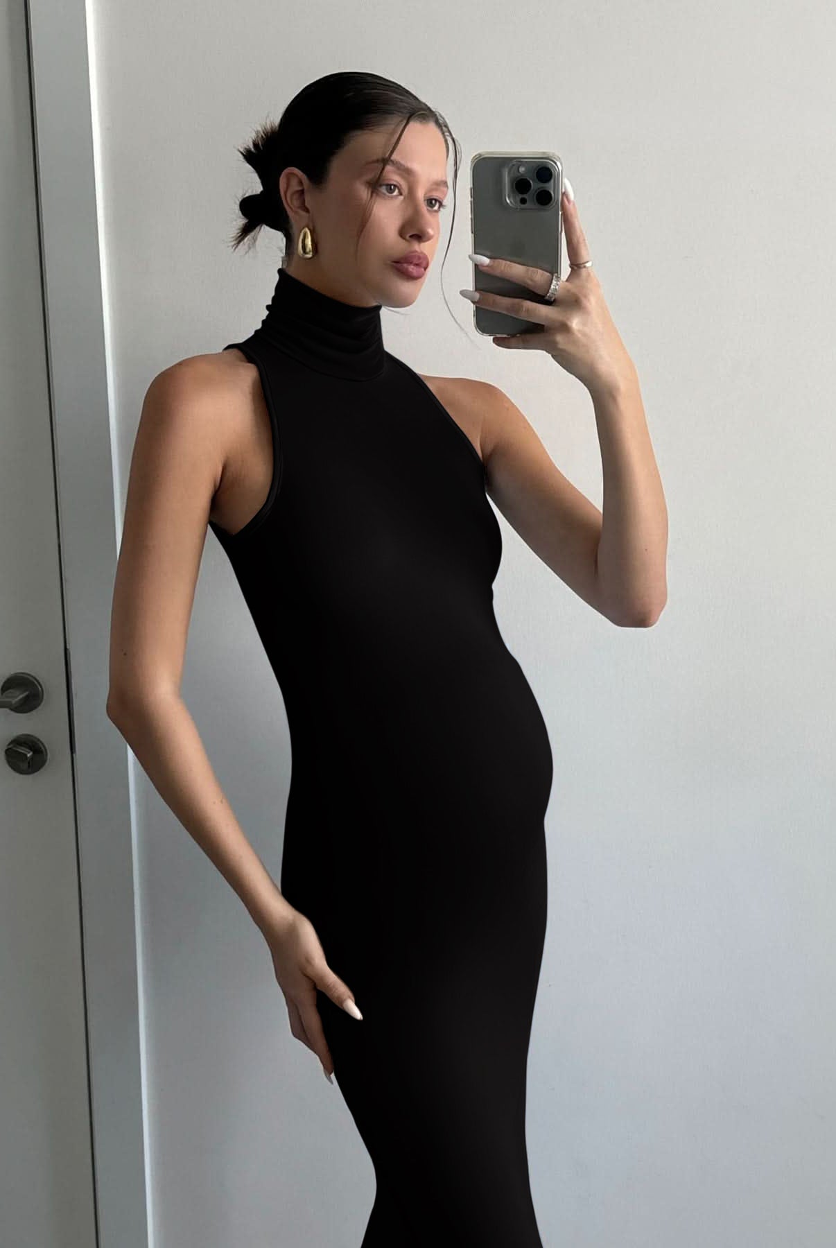Bumpsuit Maternity The Serena Turtleneck Sleeveless Maxi Dress in Black
