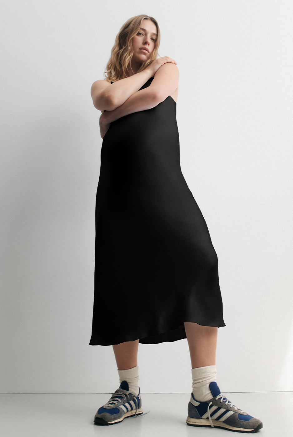 the slip maternity maxi dress in black