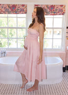 Bumpsuit Maternity Midi Poplin Dress in pink color