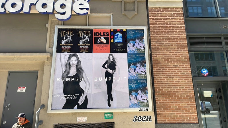 miranda kerr bumpsuit nyc street billboard