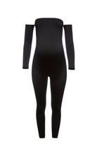 Bumpsuit Maternity the Bella Off Shoulder Long Sleeve Bumpsuit in Black
