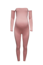 Bumpsuit Maternity the Bella Off Shoulder Long Sleeve Bumpsuit in Mauve