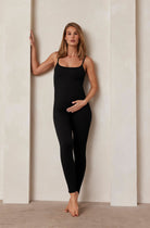 Bumpsuit Maternity Sculpting Rib Unitard in Black