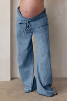Bumpsuit medium blue denim Maternity Painters Jeans 