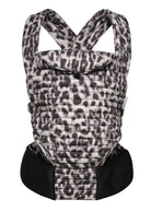 front view of the bumpsuit armadillo baby carrier in monochrome leopard print