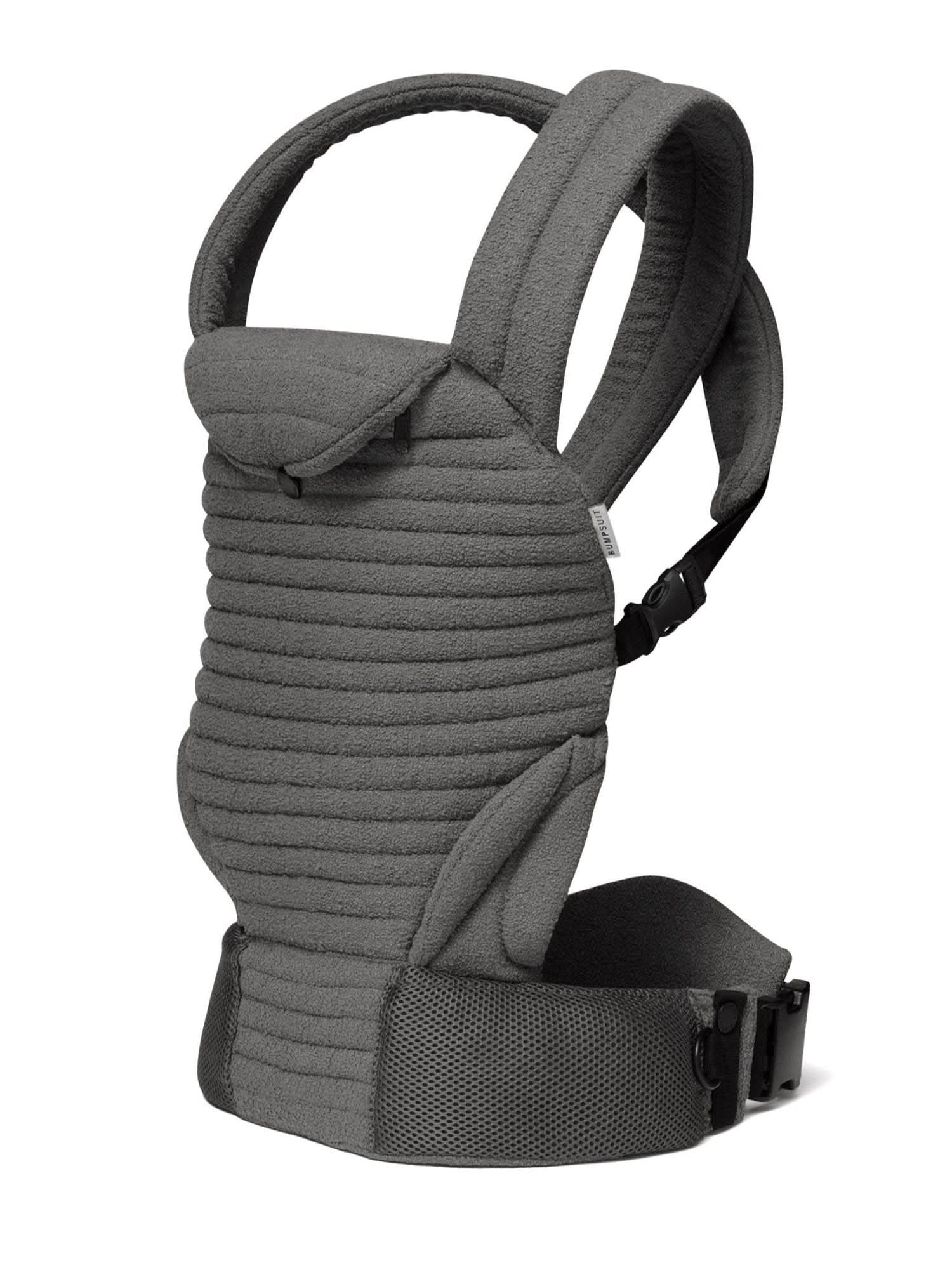 side view of the armadillo baby carrier in slate color