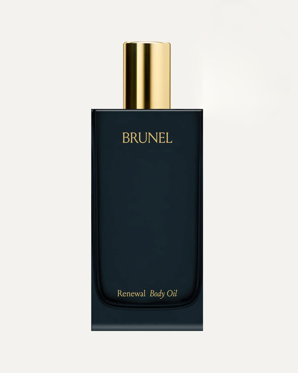 Brunel Renewal Body Oil bottle with gold cap on a white background