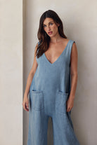 BUMPSUIT Maternity Denim Jumpsuit in Light Blue 