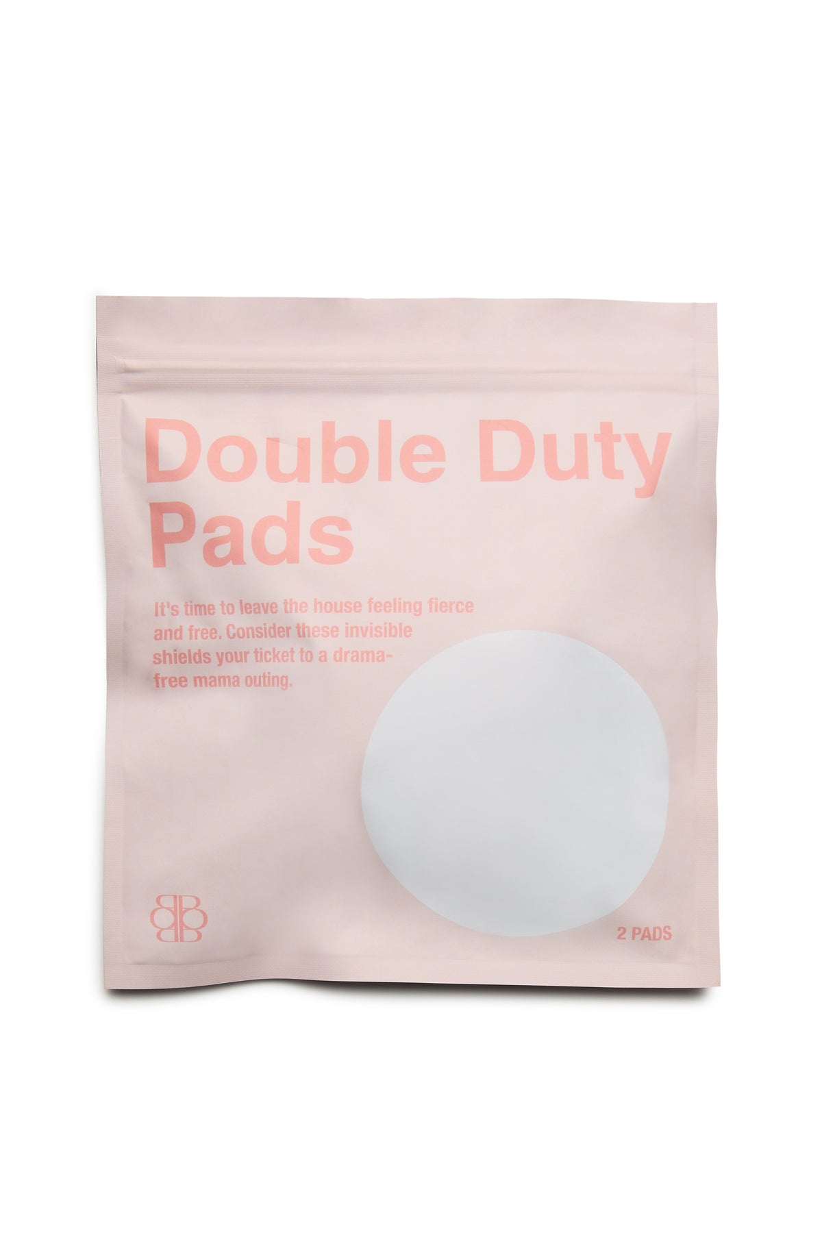 Front view of DOUBLE DUTY PADS reusable nursing pads package showcasing 2 pads in pink packaging on a white background