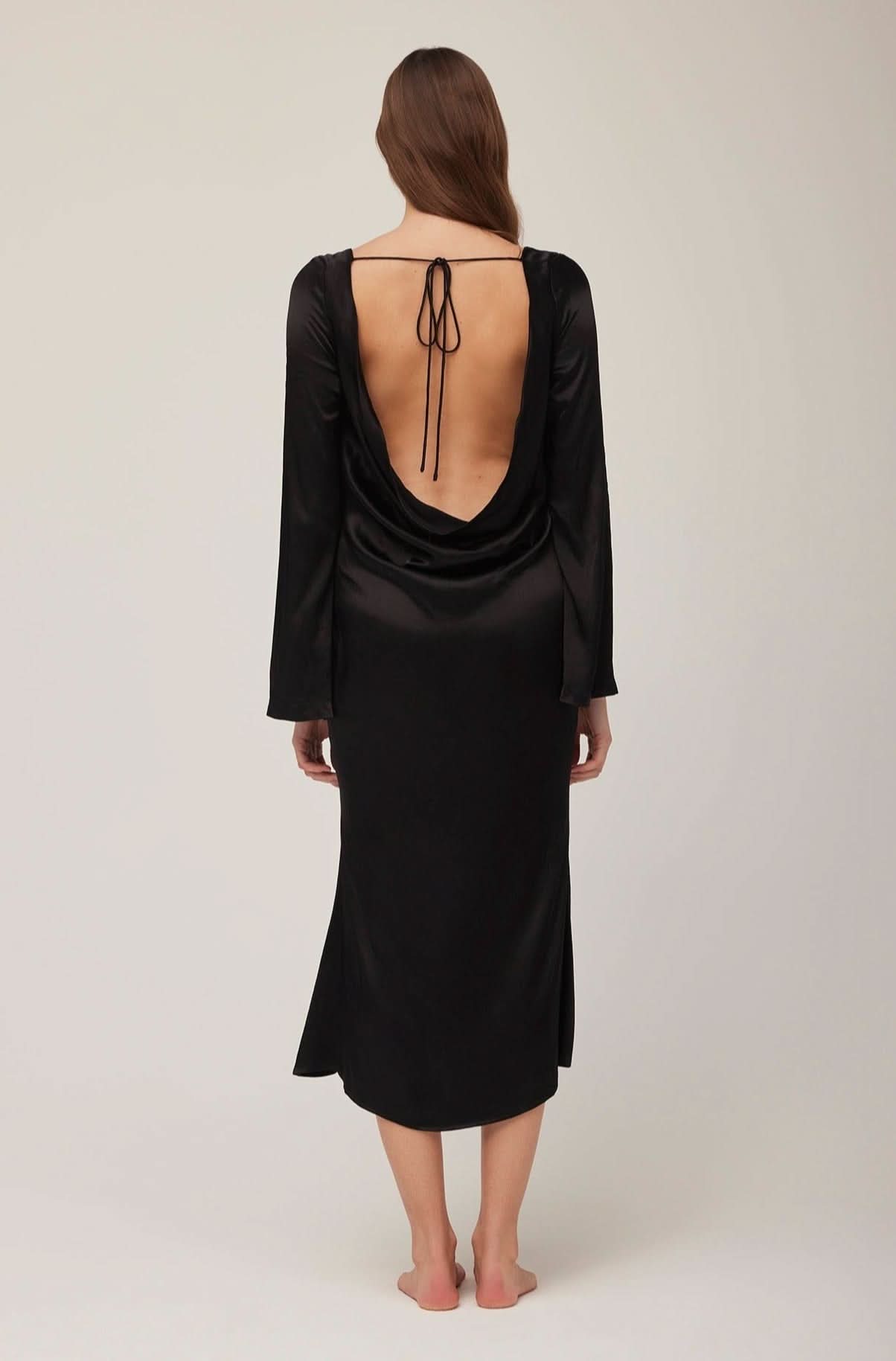 Bumpsuit x Georgia Fowler Vacation Collection The Backless Bell Sleeve Gown Black