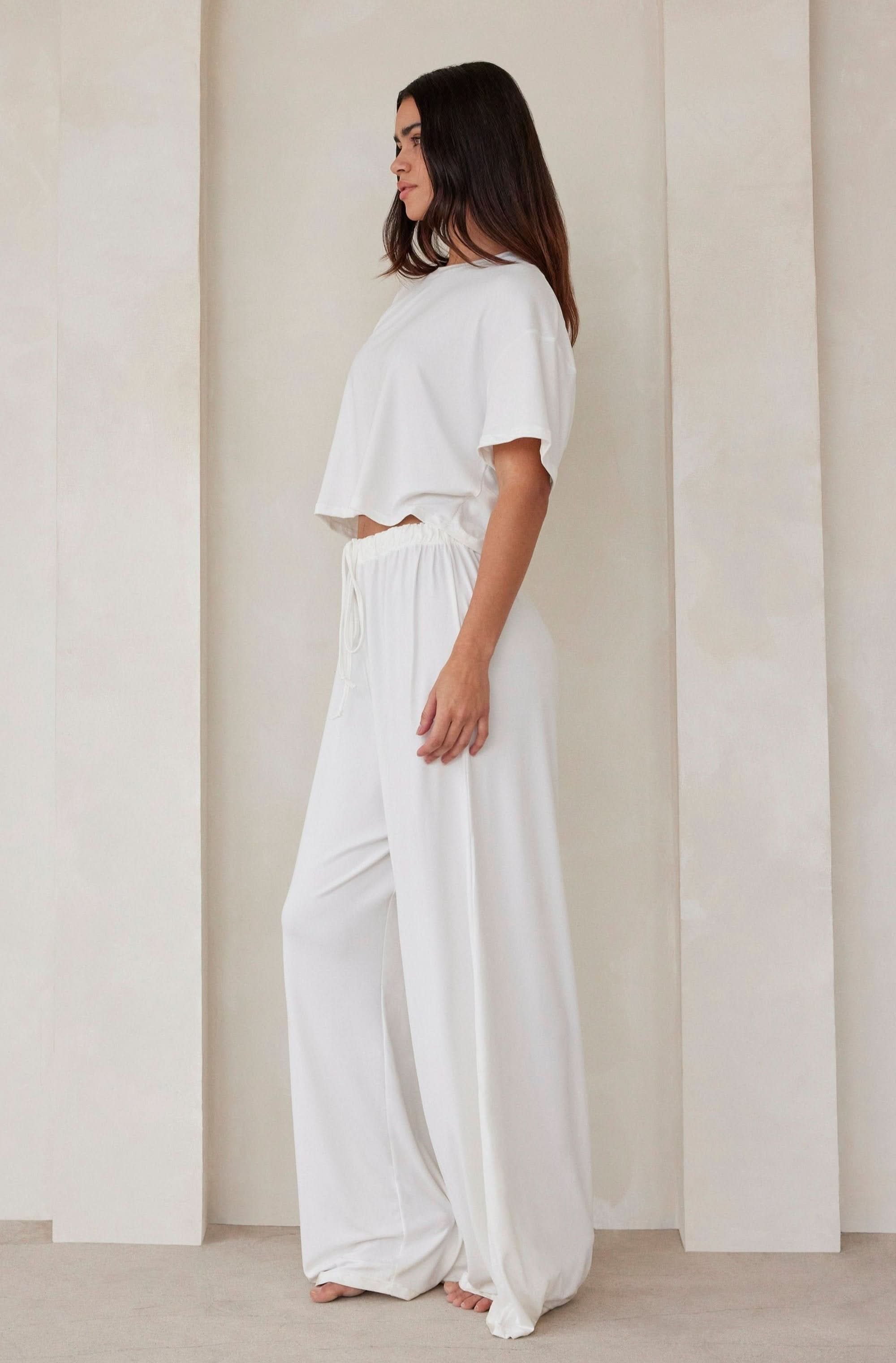 Bumpsuit Maternity Loungewear The Cloud Slim Drawstring Pant in Ivory