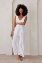 Bumpsuit maternity oversized linen jumpsuit in white