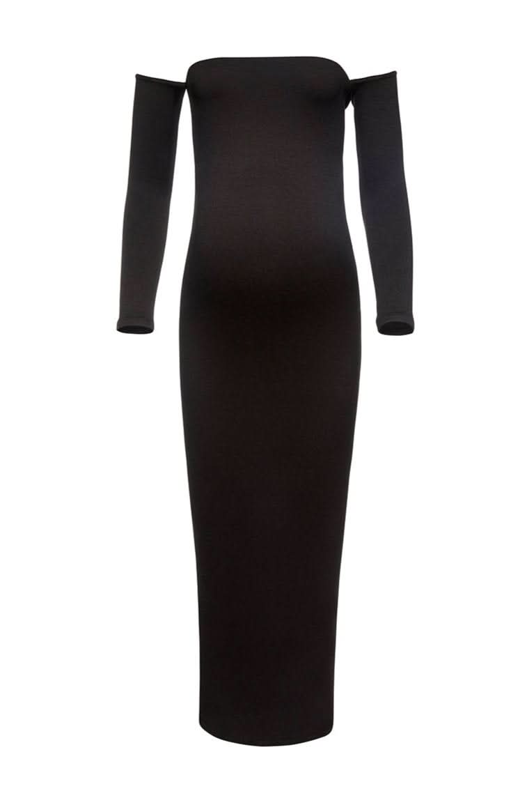 Bumpsuit Maternity The Angelina Off The Shoulder Maxi Dress in Black