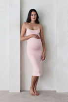 Bumpsuit Maternity The Brigitte Midi Dress in Dusty Pink