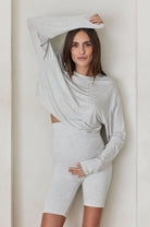 Bumpsuit Maternity The cotton cloud crop long sleeve tee in heather grey