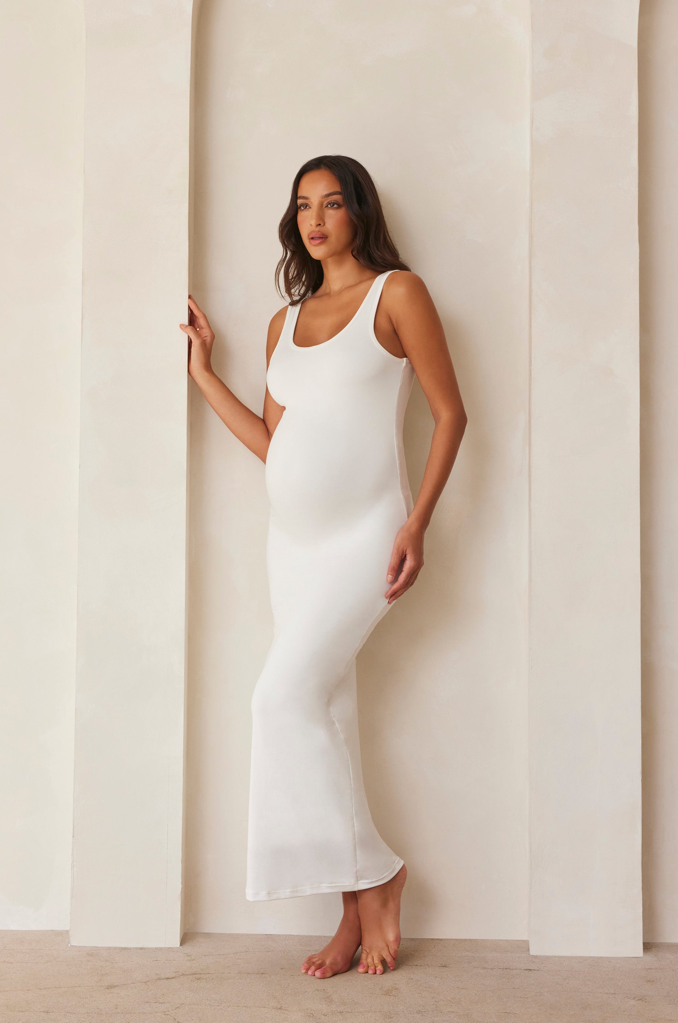 bumpsuit maternity dress in ivory