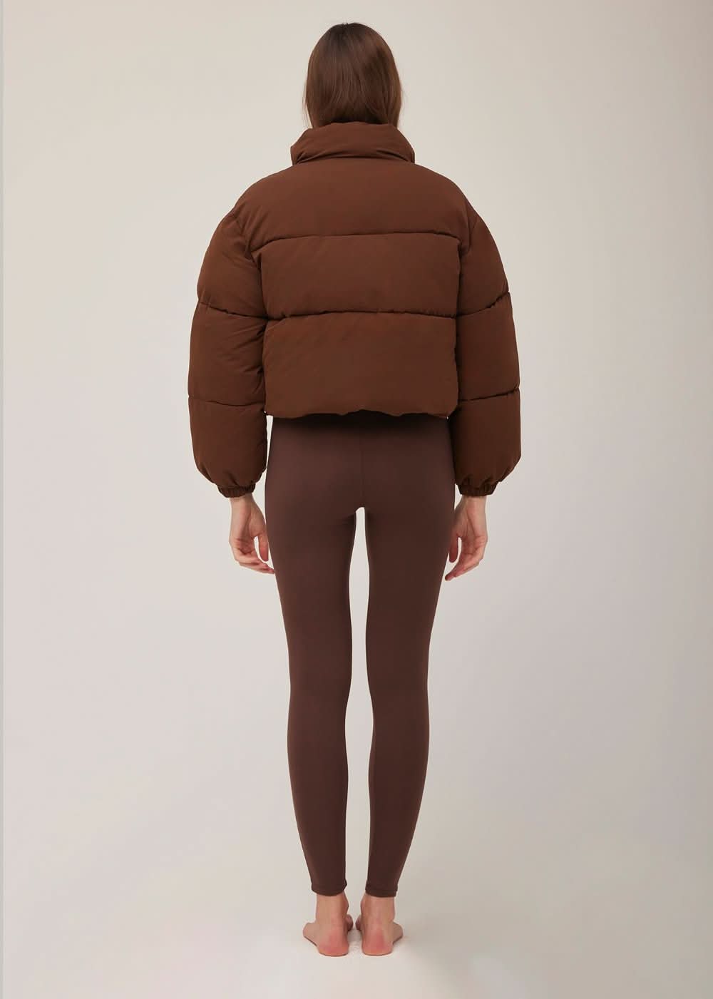 Bumpsuit Maternity Cropped Puffer Jacket in Chocolate