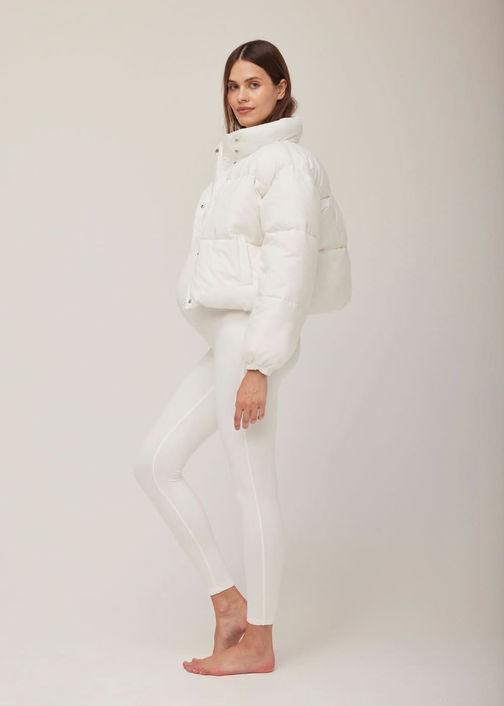 Bumpsuit Maternity Cropped Puffer Jacket in Snow