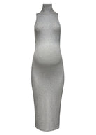 Bumpsuit Maternity Soft Rib Turtleneck Sleeveless Dress in Heather Grey