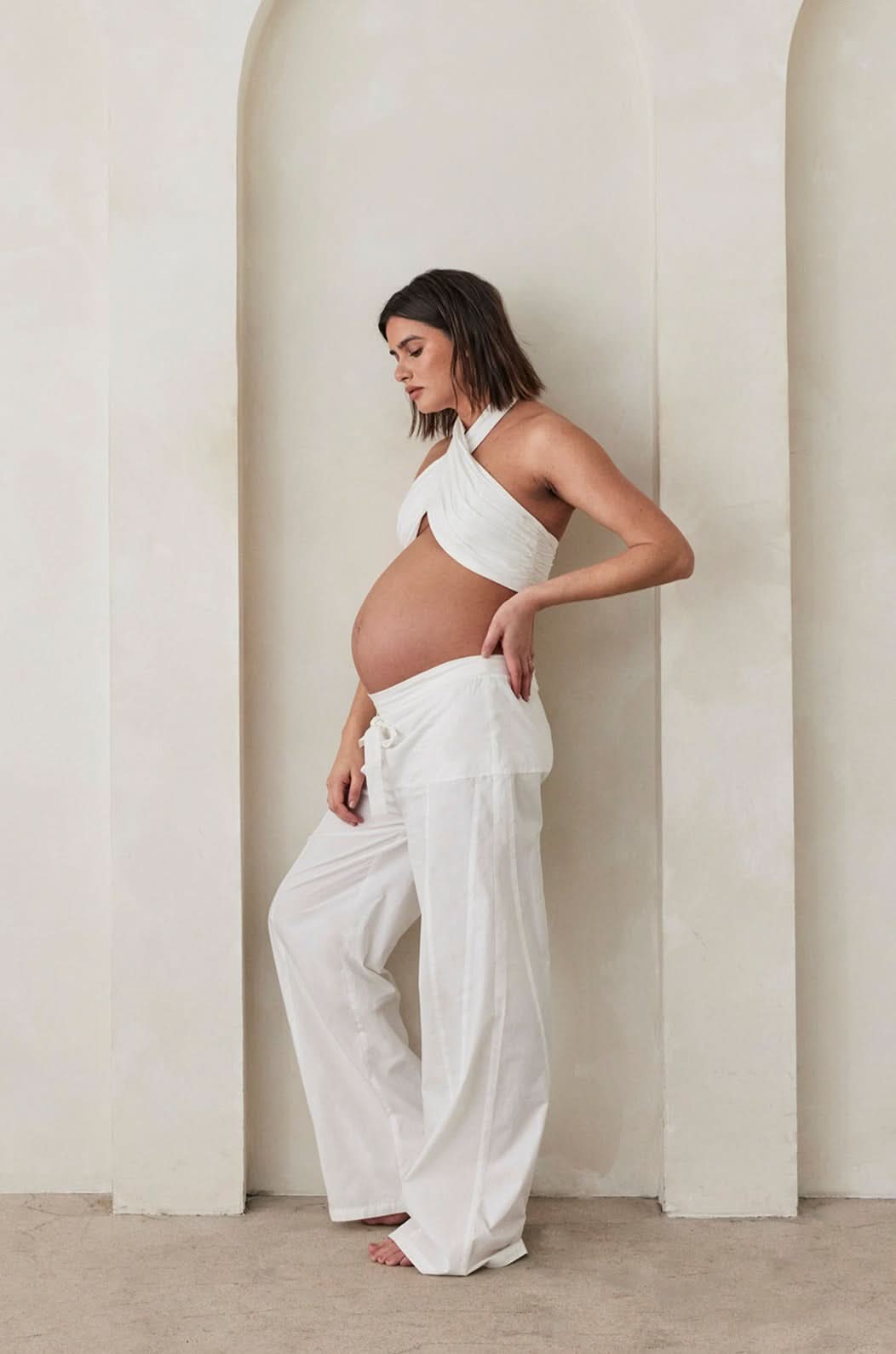 Bumpsuit Maternity the vacation collection wrap halter top in white
