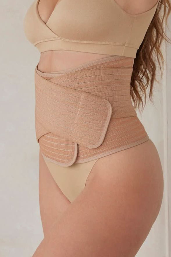 Bumpsuit Maternity Velcro Adjustable Waist Trainer in Beige