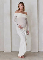 bumpsuit the soft mesh midi maternity skirt in ivory