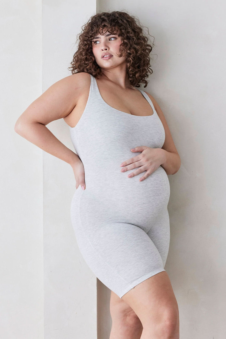 the cotton essentials the cindy maternity romper jumpsuit in heather grey