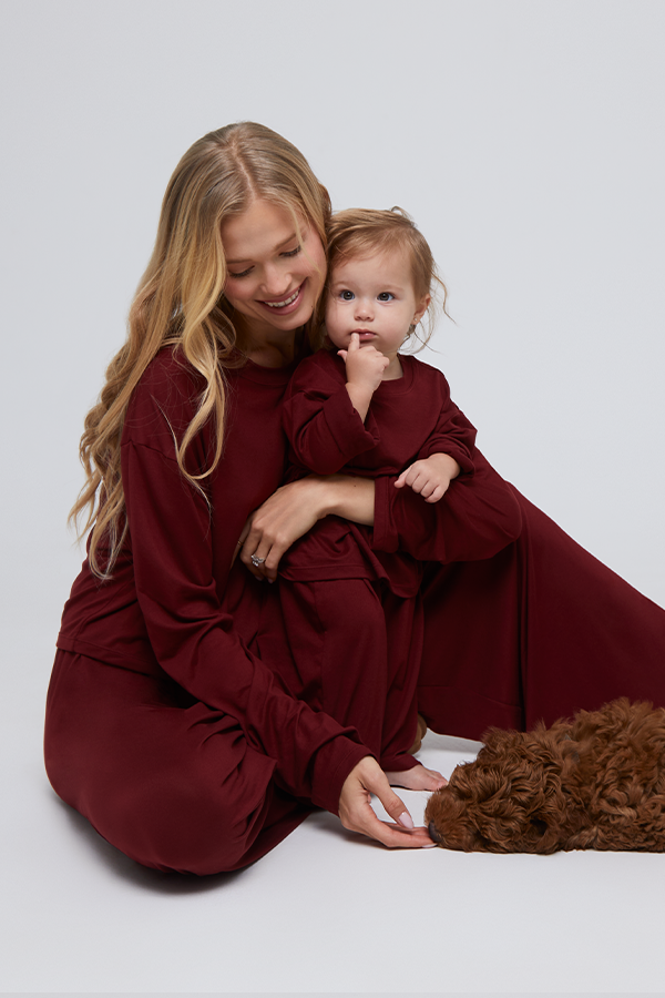 cloud kids long sleeve tee burgundy