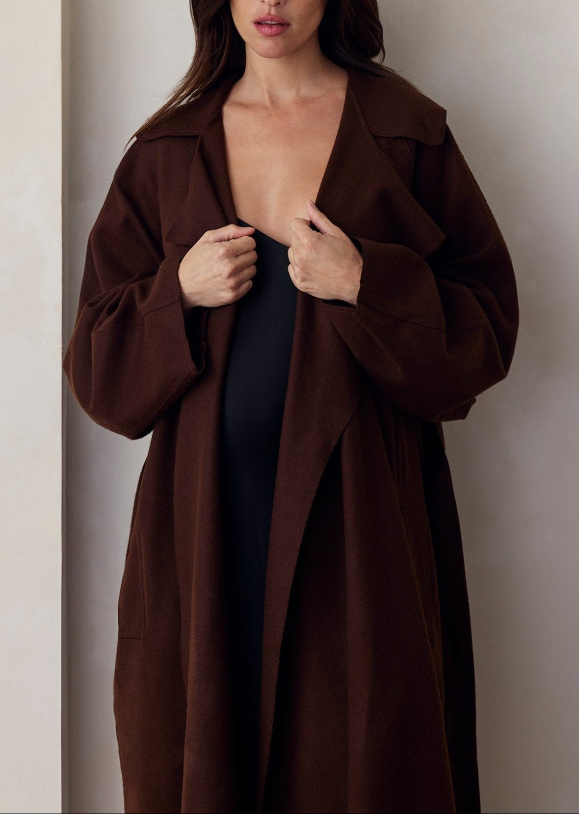 the jacqueline wool coat in chocolate